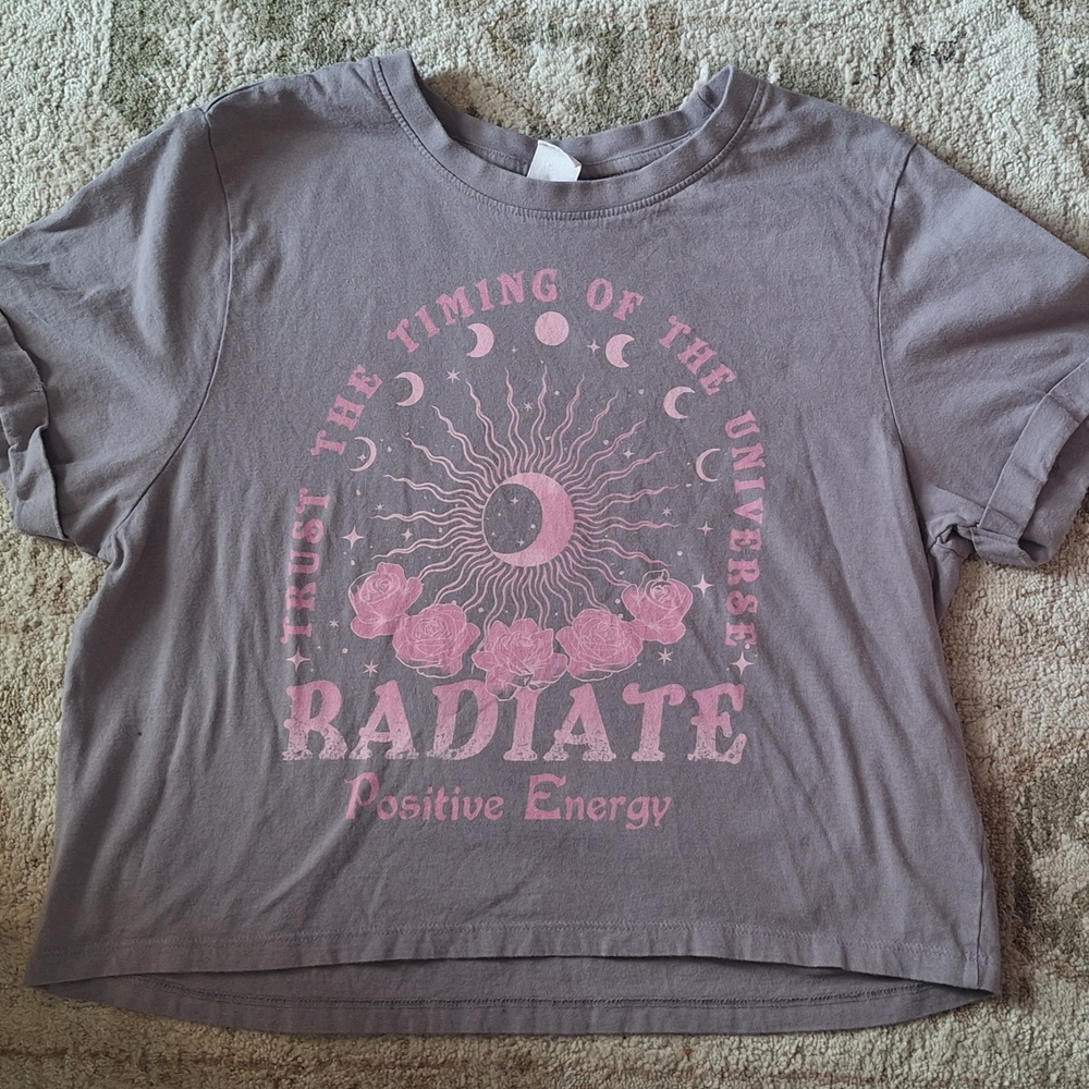  La Luna, "Radiate Positive Energy" Celestial Boxy Crop, 100% Cotton, Small